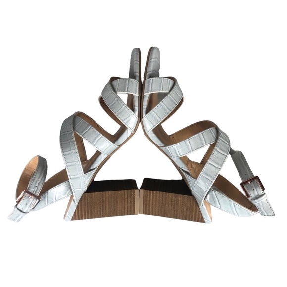 LC LAUREN CONRAD ROOIBOS Gray Croco High Heel Strappy Sandals - Picture 7 of 11